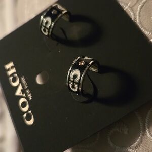 Coach Gold and Black Hoop Earrings